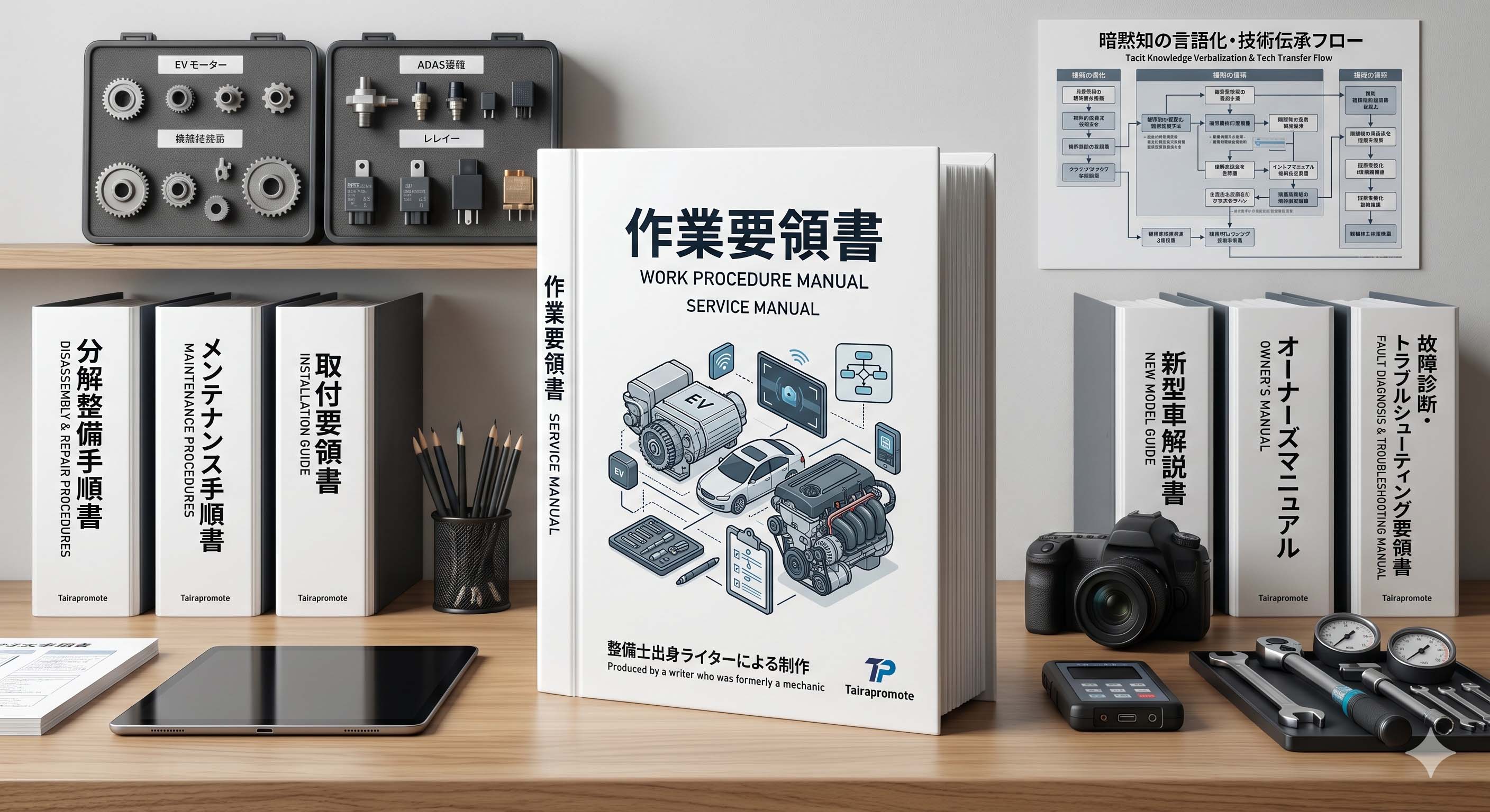 整備士出身ライターによるサービスマニュアル・整備要領書制作イメージ